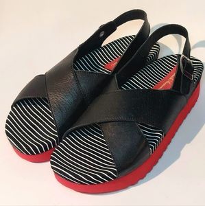 Daniele Ancarani black leather w red soles footbed sandals, EU41, NWT